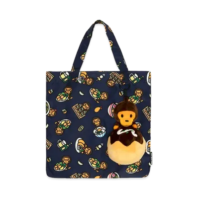 A BATHING APE Baby Milo Plush Doll Takoyaki Tote Bag "Navy"