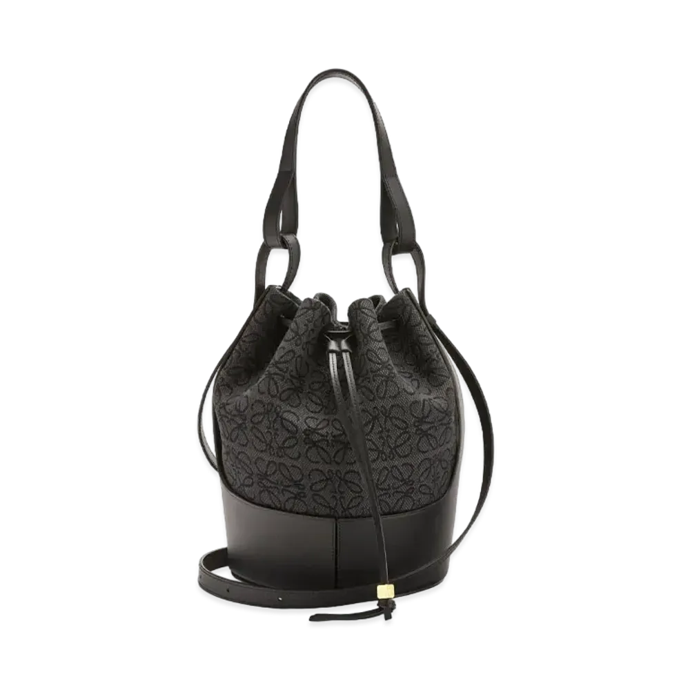 LOEWE Balloon Bag In Anagram Jacquard And Calfskin "Anthracite / Black"