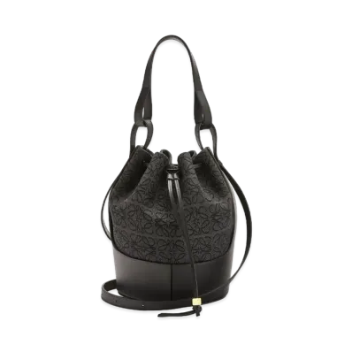 LOEWE Balloon Bag In Anagram Jacquard And Calfskin "Anthracite / Black"