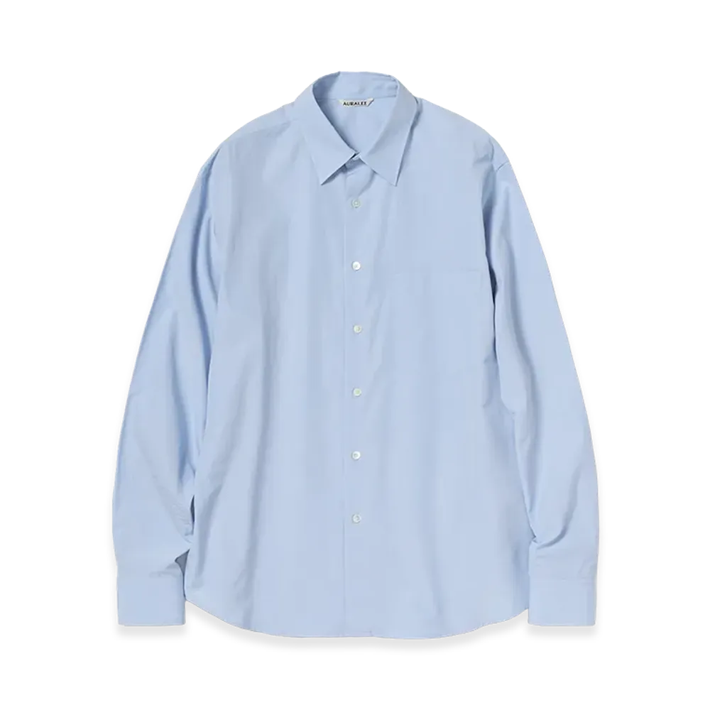 AURALEE Finx Light Weather Chambray Shirt "Sax Blue Chambray"