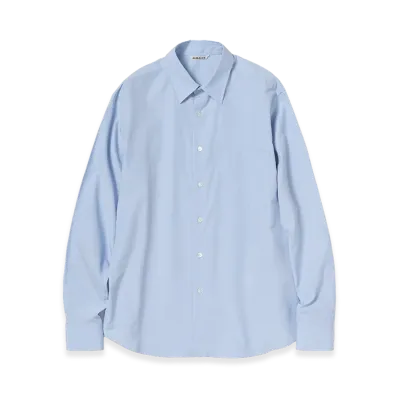 AURALEE Finx Light Weather Chambray Shirt "Sax Blue Chambray"
