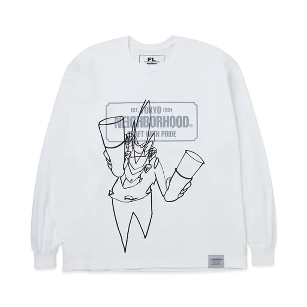 NEIGHBORHOOD x Futura Laboratories Homespray FL-007 Crewneck LS . CO "White"
