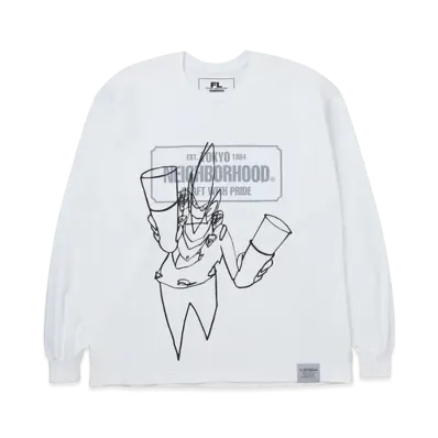 NEIGHBORHOOD x Futura Laboratories Homespray FL-007 Crewneck LS . CO "White"