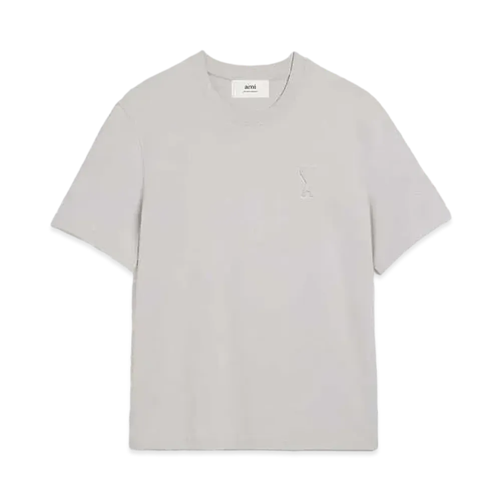 AMI PARIS Organic Cotton Heavy Jersey AMI DE COEUR T-shirt #1 "Chalk "