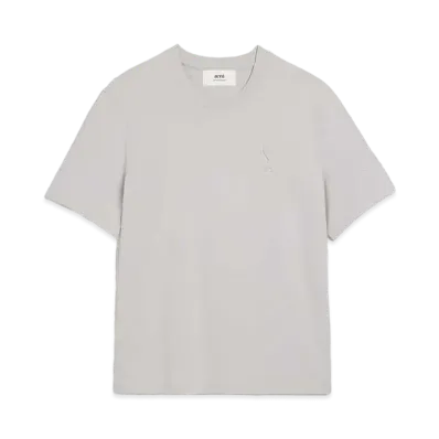 AMI PARIS Organic Cotton Heavy Jersey AMI DE COEUR T-shirt #1 "Chalk "