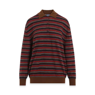 PRADA Women's Cashmere Long Sleeve Polo Shirt "Multicolor"