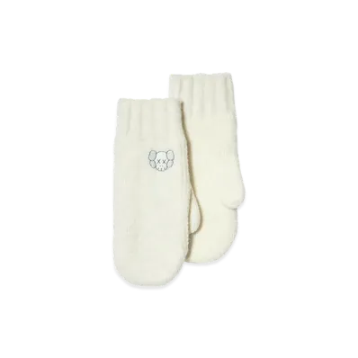 Uniqlo x KAWS Winter Kids Heattech Suffle Yarn Knit Mittens "Off White"