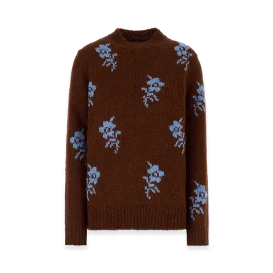 Jil Sander Women's Embroidered Alpaca Blend Sweater "Brown"