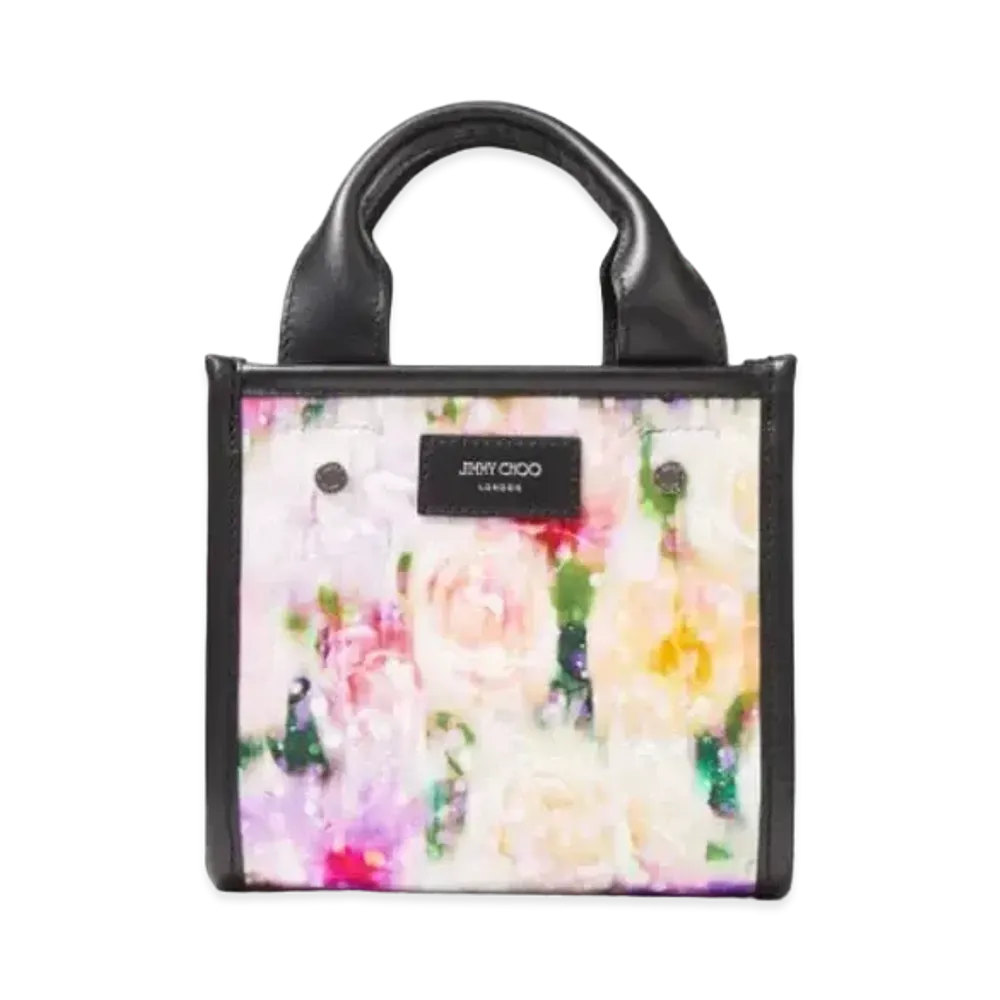 JIMMY CHOO SHOPPER TOTE/S Seasonal Printed Nylon Tote Bag "Blossom"