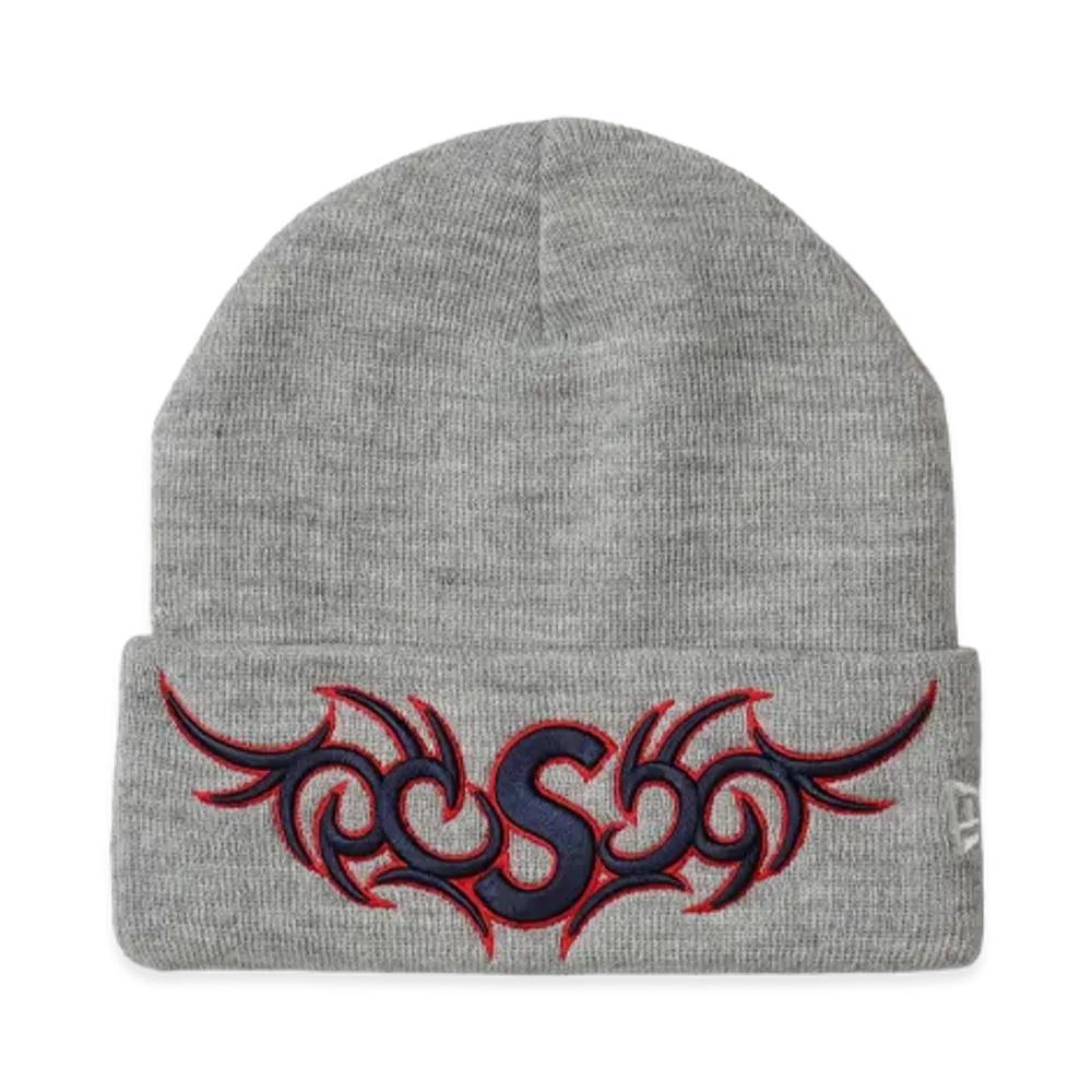 Supreme New Era Tribal S Logo Beanie "Heather Grey"