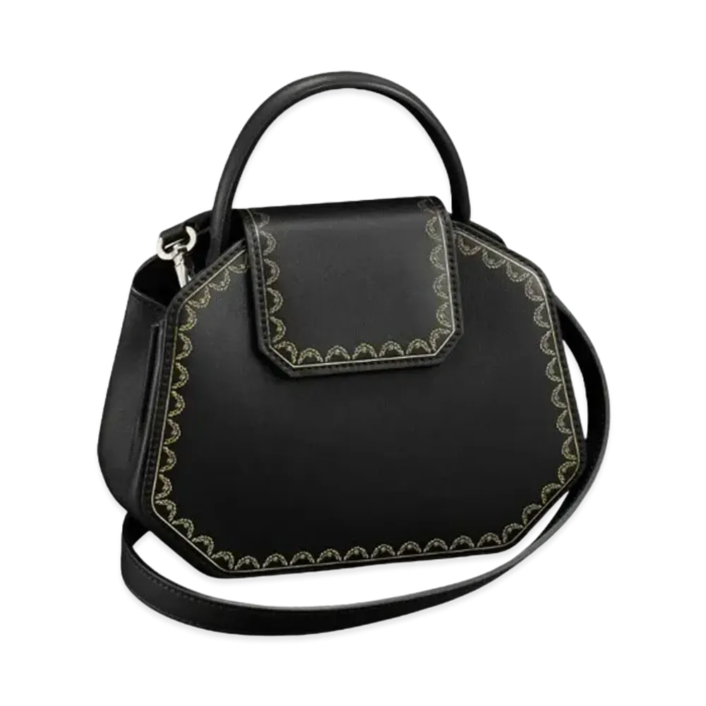 Cartier Top Handle Bag, Mini, Guirlande De Cartier "Black/Gold"