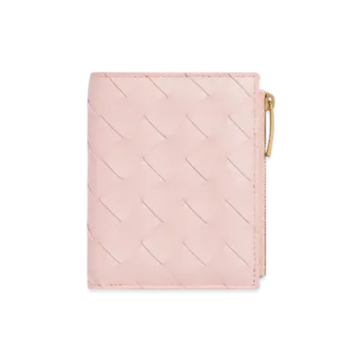 Bottega Veneta Intrecciato Small Bi-Fold Wallet "Rose"