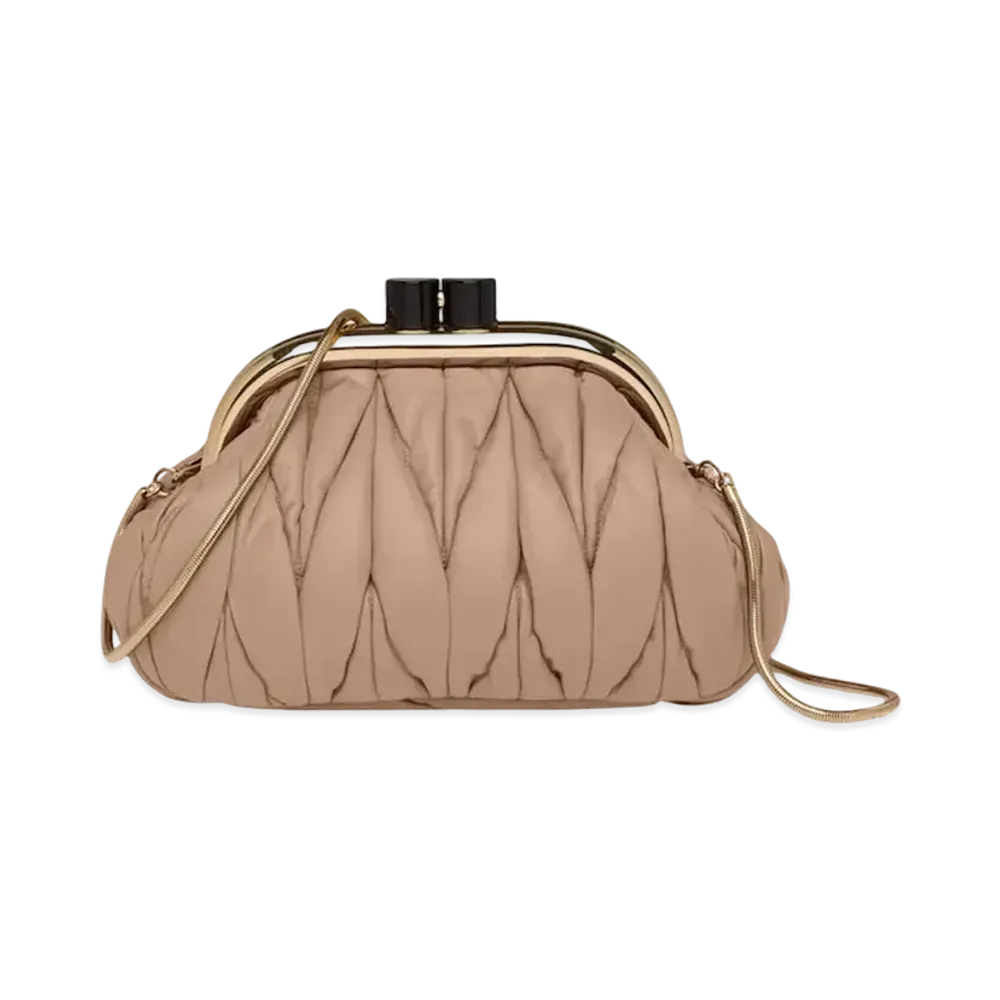 MIU MIU Miu Bernappa Leather Clutch "Beige Pink"
