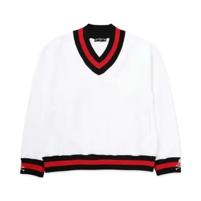 mastermind WORLD Boxy Tennis V.Neck Sweater "White (Red Line)"