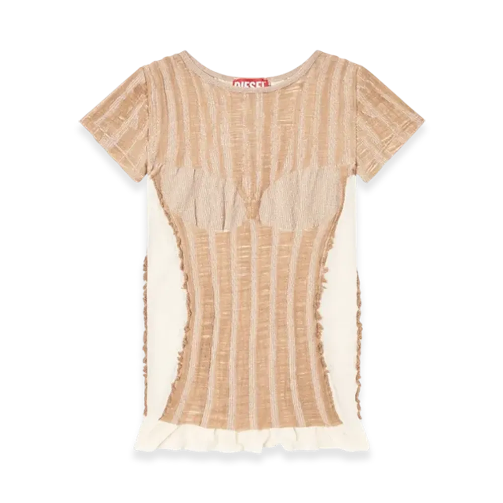 Diesel M-Calai-SS Seamless T-Shirt With Lingerie Illusion "Beige"