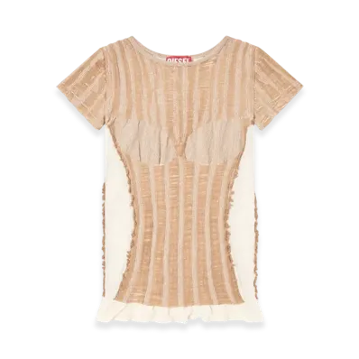 Diesel M-Calai-SS Seamless T-Shirt With Lingerie Illusion "Beige"