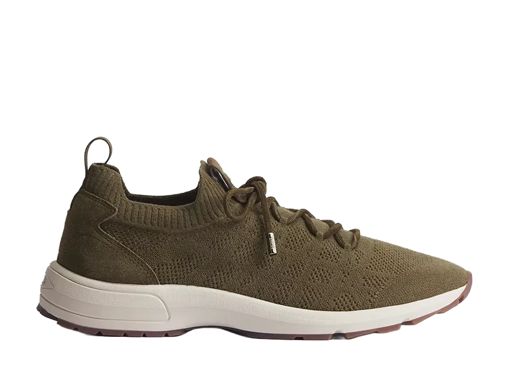 Dior B80 Lounge Sneaker Cannage Wool Cashmere and Silk Knit with Suede Calfskin "Khaki"