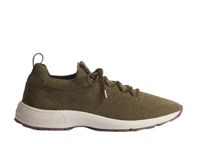 Dior B80 Lounge Sneaker Cannage Wool Cashmere and Silk Knit with Suede Calfskin "Khaki"