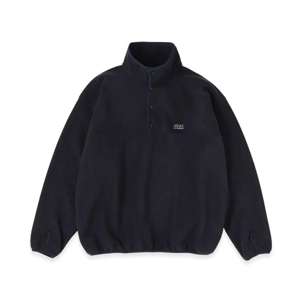 SEDAN ALL-PURPOSE Fleece Snap Pullover "Black"