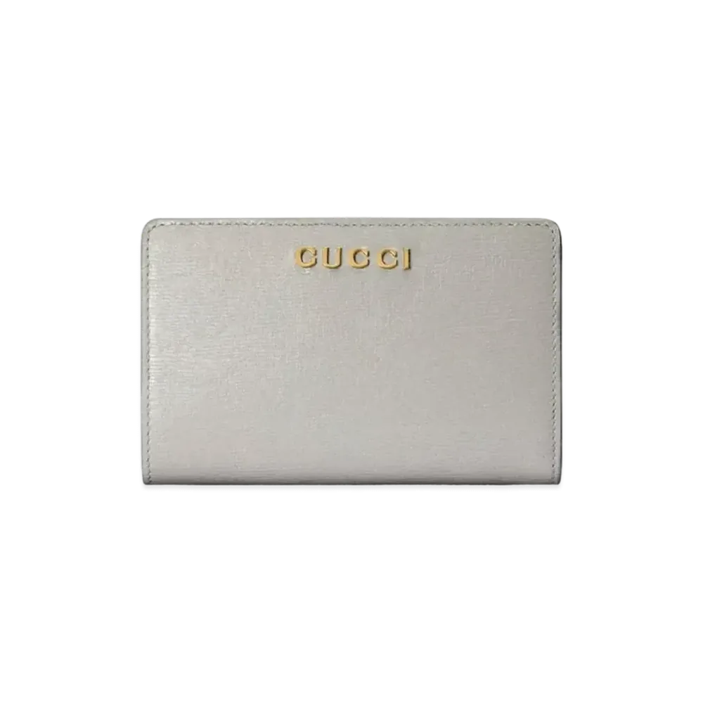 GUCCI Zip Around Wallet with Gucci Script "Light Grey"