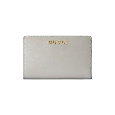 GUCCI Zip Around Wallet with Gucci Script "Light Grey"