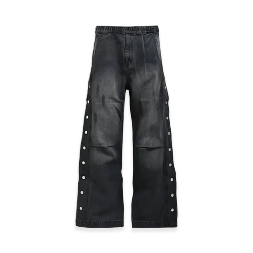 BREATH Coating Side Button Denim Pants "Black"