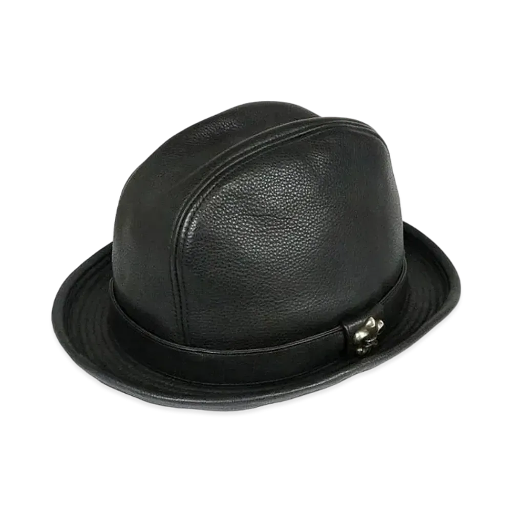 Chrome Hearts Gunslinger BS Flare Fedora Hat Leather "Black"