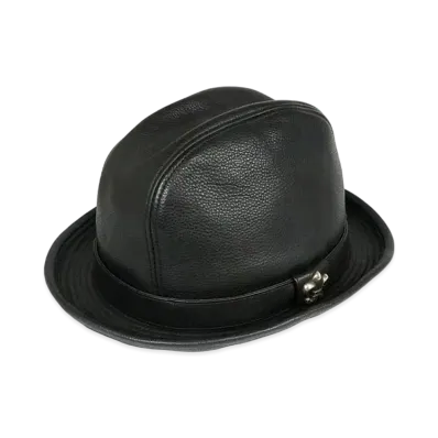 Chrome Hearts Gunslinger BS Flare Fedora Hat Leather "Black"