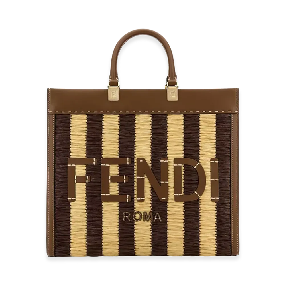 FENDI Women's Rafia Medium Sunshine Shopping Bag "Multicolor"