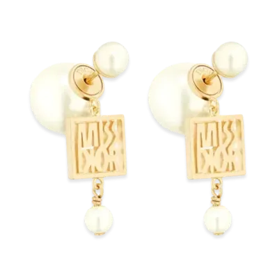Dior Tribales Earrings Finish Metal and Resin Pearls "Gold/White"