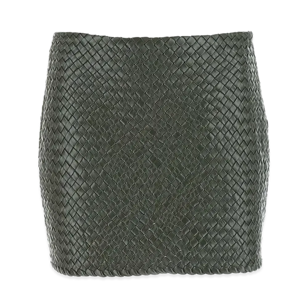 Bottega Veneta Women's Leather Mini Skirt "Army Green"
