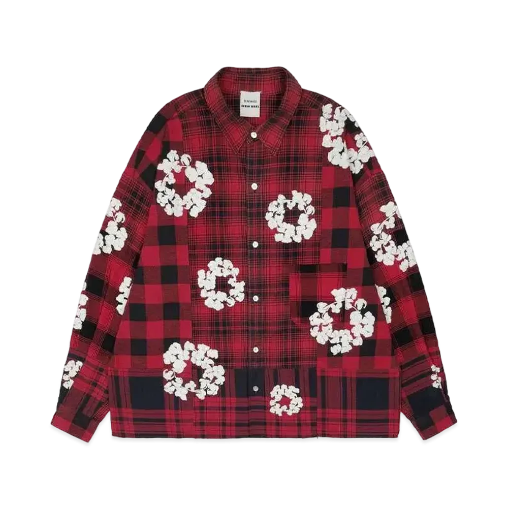 READYMADE x Denim Tears Cotton Wreath Check Shirt "Red"
