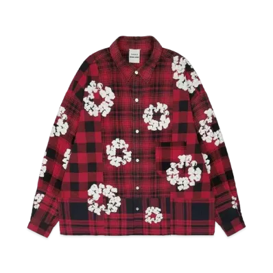 READYMADE x Denim Tears Cotton Wreath Check Shirt "Red"