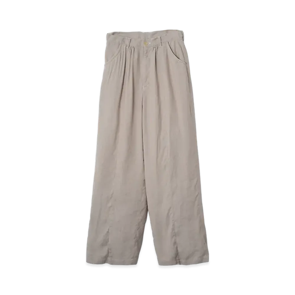 YOKE Linen Acetate Front Gather Wide Trousers "Gray"