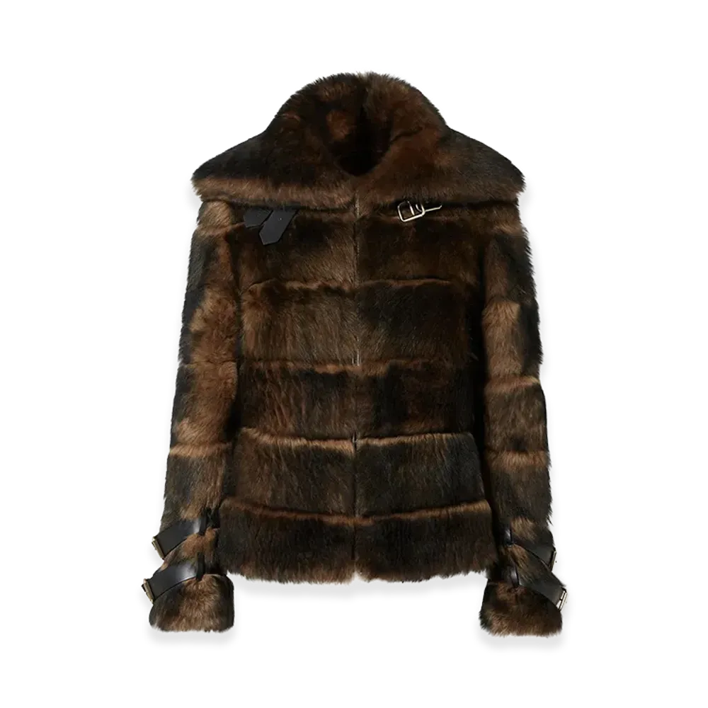 FENDI Women's Dorsato Sheepskin And Nappa Jacket "Brown"