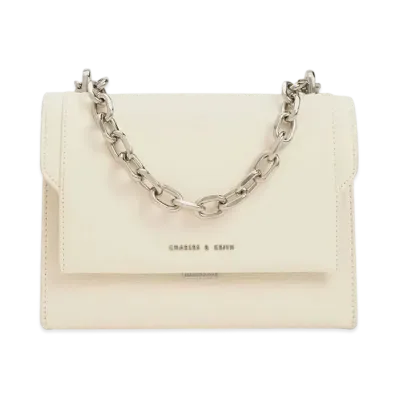 CHARLES & KEITH Front Flap Chain Handle Crossbody Bag "Cream"