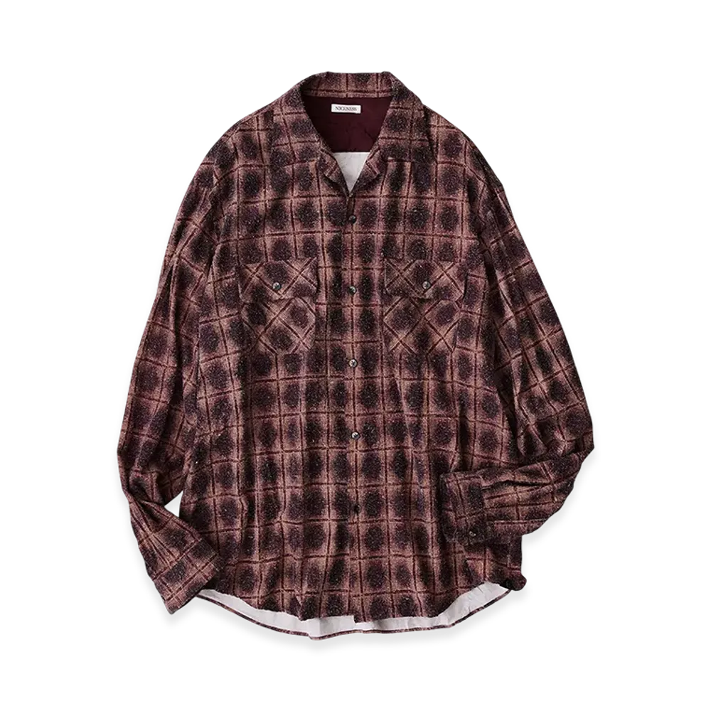 NICENESS Kurt FlaNNel Shirt Long Sleeve - Ombre Print Silk "Red"