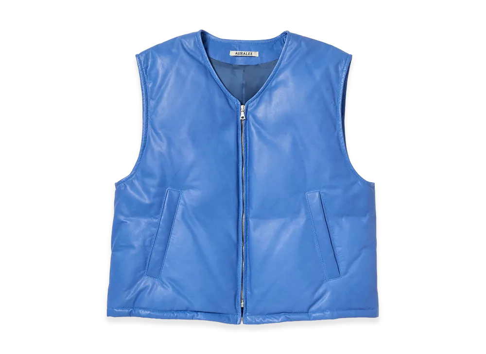 AURALEE Fine Calf Leather Down Vest "Royal Blue"