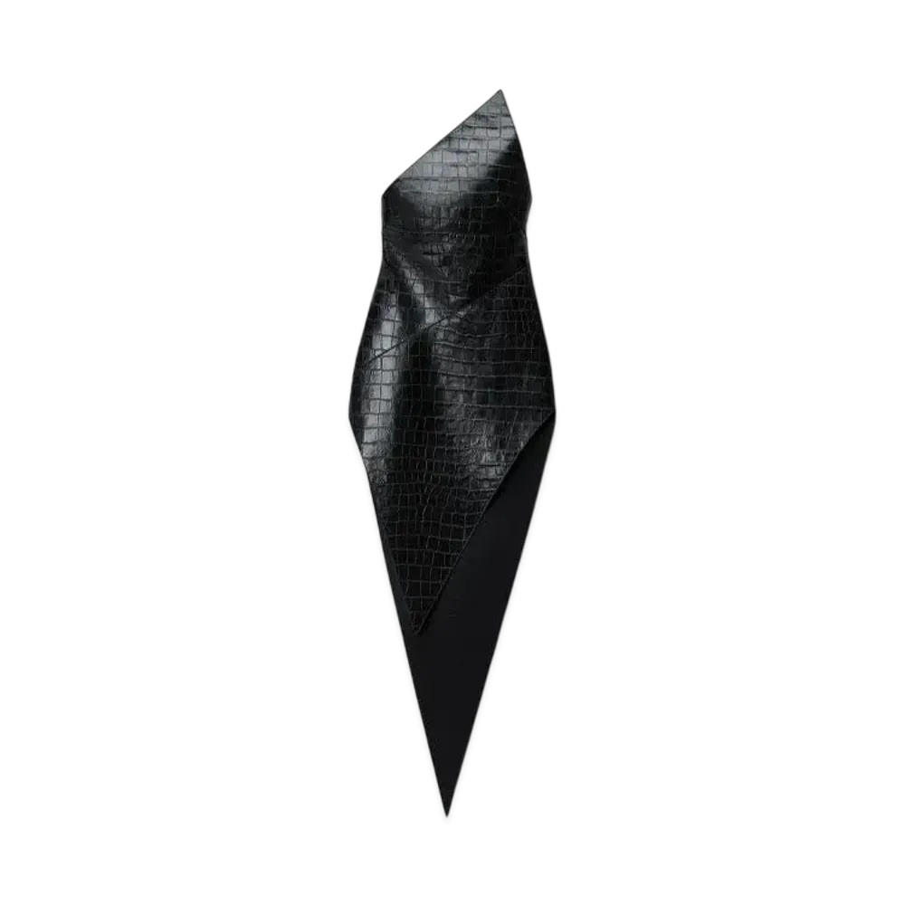 Alexander Wang Croc Embossed Leather Pointed Mini Dress "Black"