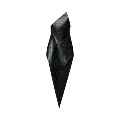 Alexander Wang Croc Embossed Leather Pointed Mini Dress "Black"