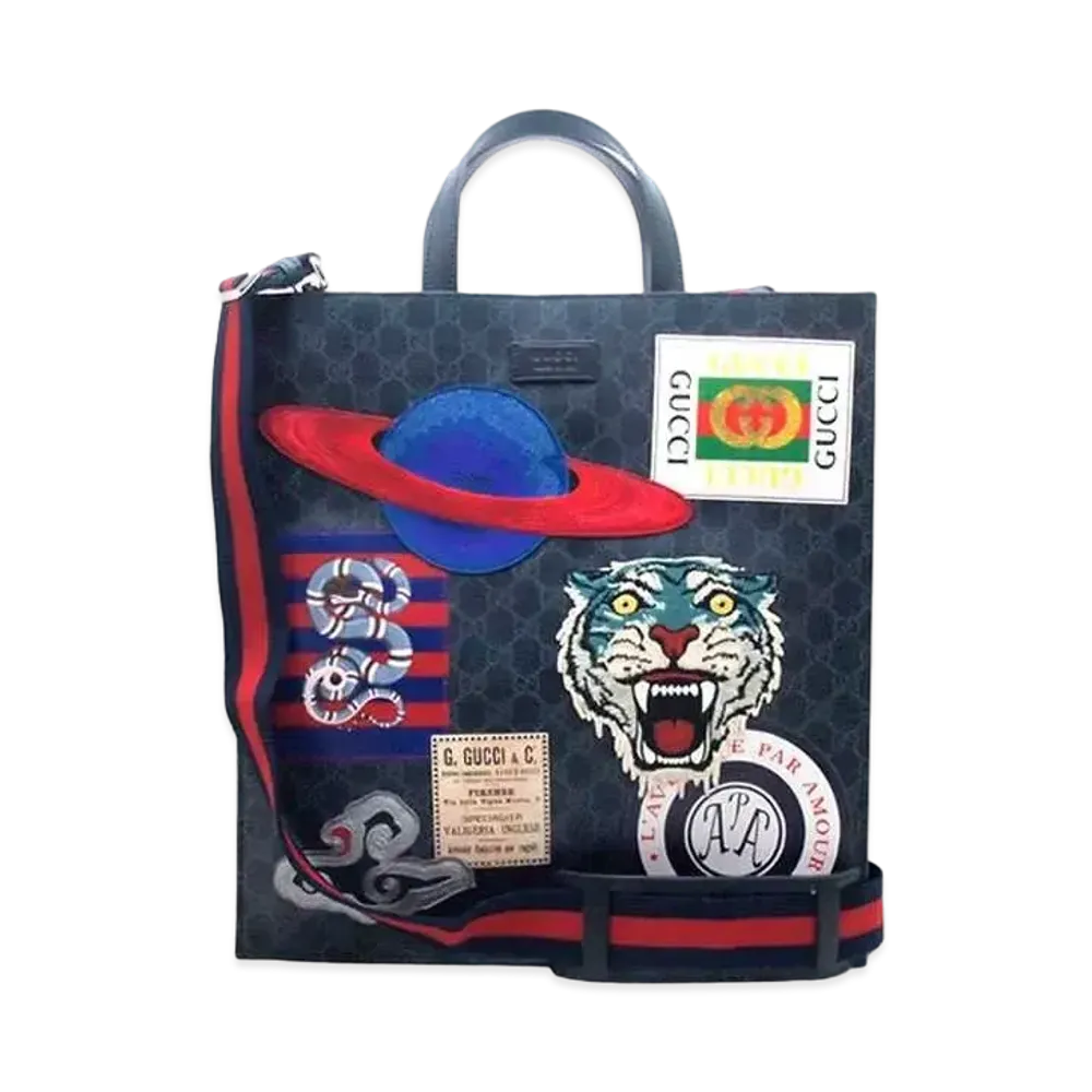 GUCCI Courier Soft GG Supreme Canvas Tote Bag "Black"