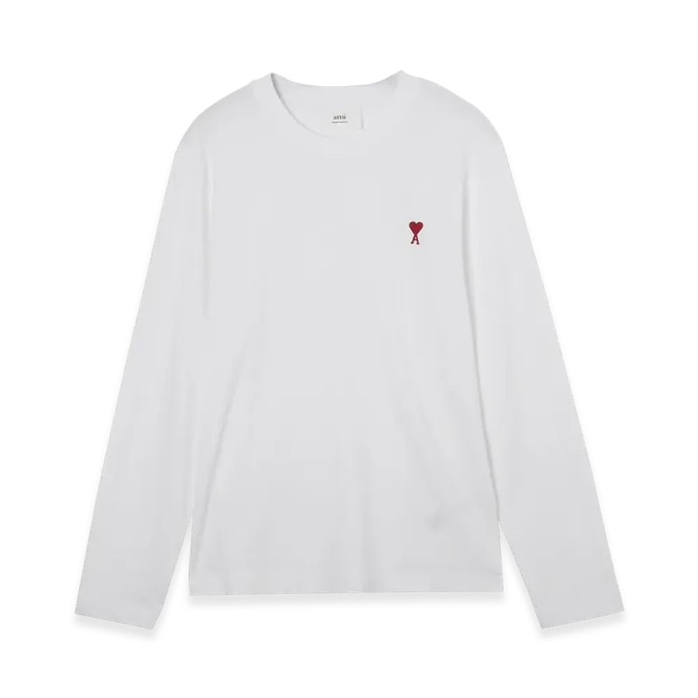 AMI PARIS Crew Neck Long Sleeve T-Shirt "White"