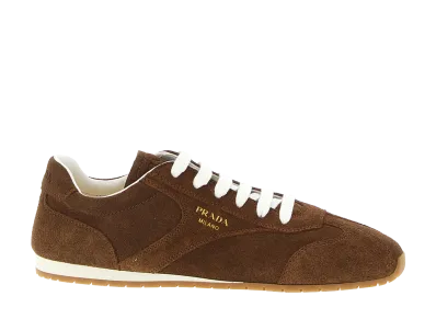 PRADA Women's Suede Sneakers "Cocoa Brown"