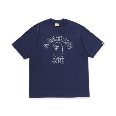 A BATHING APE College Relaxed Fit Tee #1 "Navy"