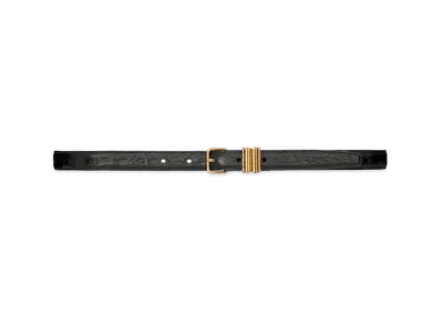 Saint Laurent Hublot Loop Belt In Crocodile-Embossed Leather "Black"
