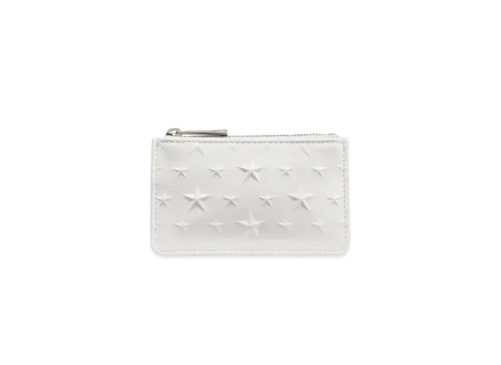JIMMY CHOO NANCY Star Emboss Glossy Fabric Key Case "Latte"