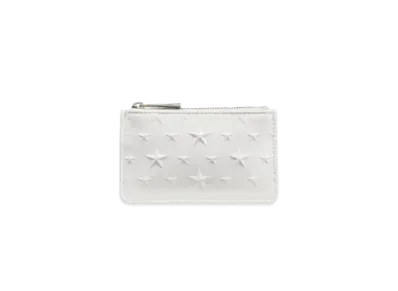 JIMMY CHOO NANCY Star Emboss Glossy Fabric Key Case "Latte"