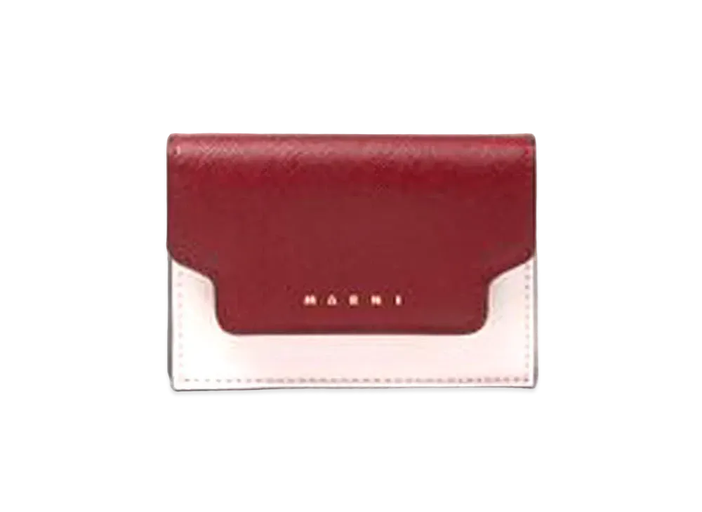 Marni Tri Fold Wallet in Saffiano Leather "Black/Red/Beige"