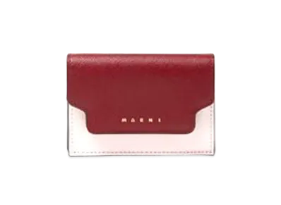 Marni Tri Fold Wallet in Saffiano Leather "Black/Red/Beige"