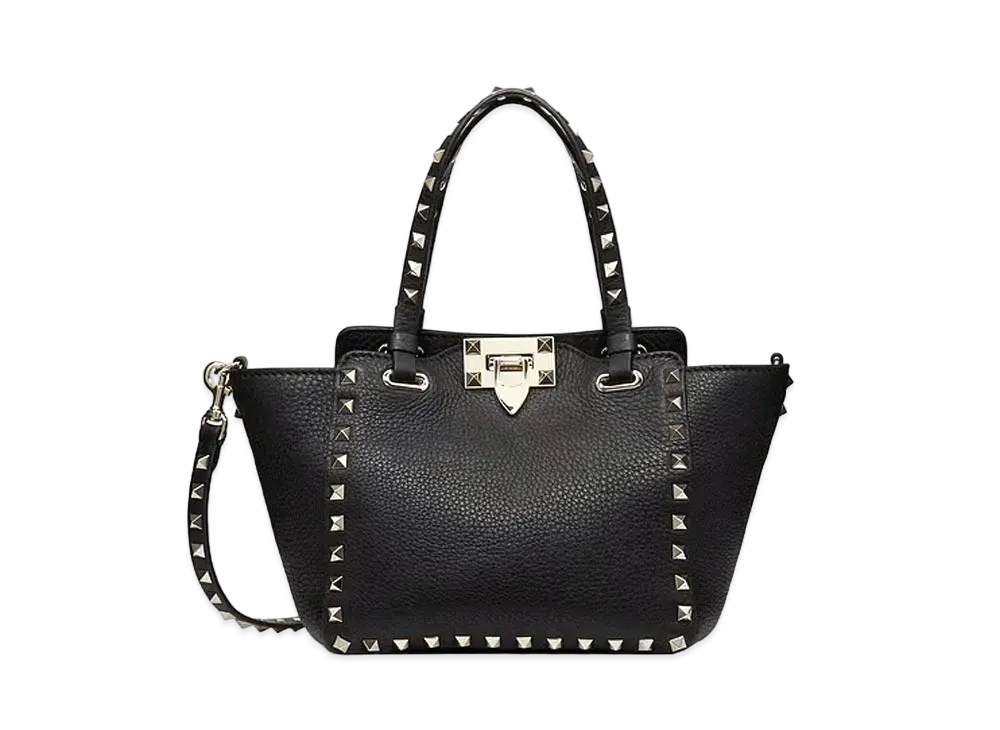Valentino Mini Rockstud Grainy Calfskin Bag "Black"
